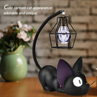 1 x RAW Customer Returns Nikou Cat Night Light - Cute Table Lamp, Resin Craft Desktop Lamp Creative Animal Night Light Room Table Decoration Gift Color Black Eyes  - RRP €16.82