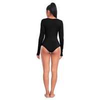 1 x Brand New OURCAN Women s Long Sleeve Shaping Bodysuit Women s Square Neck Bodysuit Yoga Slimming Top Sports Style Stylish Optimal Leisure Alternative Black , M - RRP €24.0