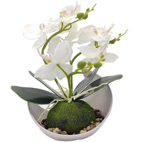 1 x RAW Customer Returns Aisamco 1pc Artificial Orchid Flowers with White Pot Fake Plastic Phalaenopsis Flowers with Pot Artificial Flower for Home Wedding Office Decoration - RRP €17.99