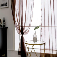 1 x RAW Customer Returns MIULEE Set of 2 Voile Curtains Transparent Curtain Made of Voile Polyester Rod Pocket Transparent Living Room Airy Decorative Curtain for Bedroom Coffee 55 Wx96 L, Rod Pocket - RRP €20.99