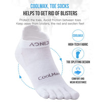 1 x RAW Customer Returns OrrinSports Toe Socks for Men Women Coolmax Running Socks Athletic Finger Socks 3 Pairs Ankle Socks White - Size Medium  - RRP €32.71