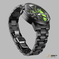 1 x RAW Customer Returns DriftElement Performance GT rim watch men - sports car men s wristwatch in 3D design - custom designer watch with mineral glass - quartz watch green  - RRP €115.14