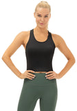 1 x RAW Customer Returns icyzone Women s Sports Top with Integrated Bra, Yoga Cropped Shirt Ribbed Racerback Gym Tank Top S, Black  - RRP €24.19