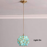 1 x RAW Customer Returns BIEYE L30747 Cherry Blossom Tiffany Style Stained Glass Ceiling Light with 21cm Wide Lampshade Light Blue  - RRP €99.0