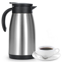 1 x RAW Customer Returns Olerd 1L insulated jug, stainless steel thermos flask, double-walled vacuum coffee pot teapot, thermos flask for coffee, tea, water, drink silver  - RRP €20.87