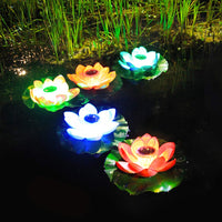 1 x RAW Customer Returns OSALADI Solar Powered Lotus Lantern Floating Flowers Solar Lights Lotus Flower Artificial Water Lilies Waterproof Solar Lotus Blossom Lotus Leaf Light for Pool Pond Garden Decoration - RRP €17.71