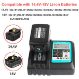 1 x RAW Customer Returns Powarobor DC18RC 14.4V-18V Quick Charger Compatible with Makita Li-ion Battery BL1830 1850 L1850 BL1860B BL1830B BL1430 BL1450 3A Charger With LCD Display DC18RA - RRP €28.51