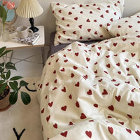 1 x RAW Customer Returns Nayoroom bed linen 220x240 with heart red white aesthetic duvet cover set microfiber white with red hearts bed linen and 2 x pillowcases 80x80 cm zipper - RRP €38.99