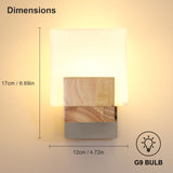 1 x RAW Customer Returns DELIPOP Wall lamp wood, wall light in European G9 glass shade three-color light source, the modern minimalist wall light is suitable for bedroom, living room, study, kitchen, hallway - RRP €33.98