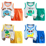 1 x RAW Customer Returns XM-Amigo 8 Pieces for Boys Children Infants Sleeveless Tank Top Soft Vests Shorts with Shorts Outfit Set, Age 3-4 Years Recommended Children Height 100-110cm Tag 70 - RRP €21.62