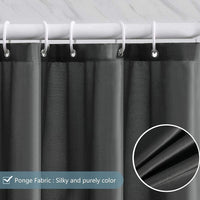 1 x RAW Customer Returns Furlinic shower curtain, extra length, bathroom curtain, anti-mold for shower and bathtub, textile curtains made of fabric, antibacterial, waterproof, extra wide, 240 x 180 cm, dark gray with 16 hooks. - RRP €21.17