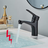 1 x RAW Customer Returns JUNSOTTOR Low Pressure Faucet Bathroom Black Faucet Bathroom Wash Basin Faucet Single Lever Brass Mixer Tap Short - RRP €43.75