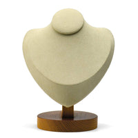 1 x RAW Customer Returns Oirlv Premium Wooden Necklace Display Stand Jewelry Showcase Display Bust Chain Mannequin 9.5cm x18.5cm Cream White  - RRP €33.26