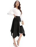 2 x Brand New DRESSTELLS Women s Swing Skirt Elastic Waist Solid Color Pleated Skirt Knee Length A-Line Irregular Hem Black XL - RRP €60.48