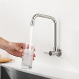 1 x RAW Customer Returns Tondiy kitchen tap wall mounting for cold water, wall tap cold water tap with 360 rotatable, tap wall cold water tap made of stainless steel, matt - RRP €22.8