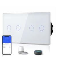 1 x RAW Customer Returns BSEED Double WIFI Smart Switch 2 Gang 1 Way Neutral Wire Required Compatible with Alexa Tuya Smart Life, Wall Light Switch with Glass Panel 157mm White - RRP €44.27