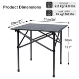 1 x RAW Customer Returns Neloheac Small Folding Camping Table with Roller Table Top, Portable Square Folding Table with Carrying Bag, Carbon Steel Garden Table 50cm for Picnic Grill Balcony, Black - RRP €35.47