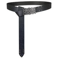 1 x RAW Customer Returns HiiFeuer Viking Embossed Buckle Belt, Nordic PU Leather Knight Belt, Retro Medieval Warrior Belt for LARP Cosplay Black A  - RRP €22.12