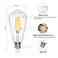 1 x RAW Customer Returns Aigostar E27 LED lamp filament 4W replaces 41W , warm white 2700K, 480lm, vintage light bulb ST64, not dimmable, 5 pieces - RRP €19.27