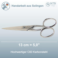 1 x RAW Customer Returns NTS-Solingen industrial scissors Household scissors All-purpose scissors Pointed scissors C60 carbon steel Nickel-plated 13 cm 5.0 Made in Solingen - RRP €30.79