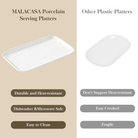 1 x RAW Customer Returns MALACASA Serving Platter Porcelain, Serving Tray 4-Piece Set, Rectangular Serving Platter Large for Buffets, Sushi, Cakes, Appetizers at Home Restaurant, 30 x 18 cm White White, 4-Piece  - RRP €36.99