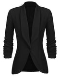 1 x RAW Customer Returns Unibelle women s blazer cardigan thin 3 4 longer elegant light bolero jacket blazer slim fit suit trench coat, A-black, 38 manufacturer size M  - RRP €35.28