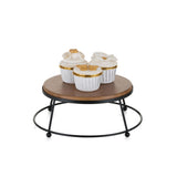 2 x Brand New Nuptio Sweets Wooden Display Stand 26cm Cake Pedestal Cake Holder Fruit Snacks Arrangements Round Cake Stand Gold Metal Frame for Baby Shower Birthday - RRP €45.6