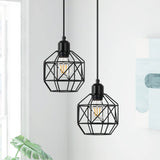 1 x RAW Customer Returns VONCI Modern Farmhouse Black Metal Cage Pendant Light for Kitchen Island, Industrial Vintage 1-Light Hanging Ceiling Lampshade for Dining Room Living Room Bedroom Foyer - RRP €29.99