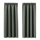 1 x RAW Customer Returns PONY DANCE curtains with ruffle tape, short set of 2, H 160 x W 140 cm, blackout curtains, ruffle tape, thermal curtain against cold, bedroom curtains and curtains, opaque, grey-green - RRP €30.2