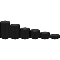 1 x RAW Customer Returns BELLE VOUS Pack of 6 Black Hexagon Decorative Column Wooden Pedestal Wood Displays - Vintage Decorative Wooden Block for Shelves Worktops - Base for Sculptures, Jewelry, Figures, Cupcakes Desserts - RRP €30.22