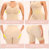 1 x RAW Customer Returns Werkiss Body Shapewear, Shapewear, Slimming Belt, Flat Stomach, Figure Shaping, Invisible, Bodysuit, 2 Beige, 36 - RRP €37.63