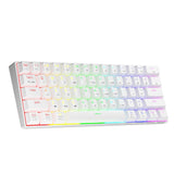 1 x RAW Customer Returns Newmen GM610 Gaming Keyboard Wireless, 60 Percent Mechanical Bluetooth 2.4G Cable, 61 Keys RGB Lighting Hot Swap Anti Ghosting TKL Mini QWERTY Keyboard for PC Win Mac, Red Switches, White - RRP €54.44