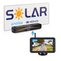 1 x RAW Customer Returns URVOLAX Solar Rear View Camera Wireless with Monitor, DIY Installation Car Radio with Battery, Digital Signal IP69K Waterproof Night Vision Motorhome Caravan Truck Trailer Car - RRP €198.62