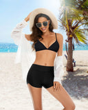 1 x RAW Customer Returns WOWENY Women s Swim Shorts High Waist Bikini Shorts Swim Pants Women Surfing Swimsuit with Elastic Waistband 1-Black S - RRP €24.0