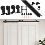 1 x RAW Customer Returns ETIASQSA 200CM 6.6FT Bypass Sliding Door Fitting Set Sliding Door System Slide Rail Wooden Sliding Door T Shape Black - RRP €89.74