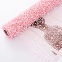 1 x RAW Customer Returns Korean Style Jacquard Net Mesh Openwork Floral Wrapping Paper 2-Roll Florist Supplies Flower Bouquet Wrapping Paper Floral Supplies for Fresh Flowers, 50cm x 4.5m Pink  - RRP €22.8