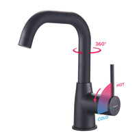 1 x RAW Customer Returns HOGART bathroom faucet, black wash basin faucet, wash basin faucet, mixer tap, kitchen faucet, wash basin faucets high, bathroom faucet for wash basin, 360 rotatable - RRP €42.3