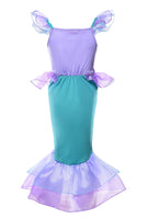 1 x RAW Customer Returns JerrisApparel Girls Princess Mermaid Dress Christmas Outfit Birthday Party Costume 130, Lilac with Accessories 1  - RRP €26.38