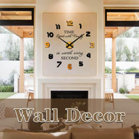 2 x RAW Customer Returns Vangold Modern Mute DIY Large Wall Clock 3D Sticker Home Office Decor Gift Black Gold  - RRP €59.98