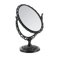 1 x RAW Customer Returns Beaupretty Vintage Style Desk Mirror Oval Rotatable Double Sided Retro Antique Decorative Mirror Black - RRP €22.8