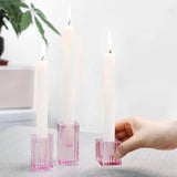 13 x Brand New HofferRuffer Candle Holder Set of 3 Glass Candle Holders for Taper Candle Holders, Pillar Candles and Tealight Candles, Christmas Home Decoration Pink  - RRP €265.2