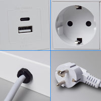 1 x RAW Customer Returns JACEPFY table socket retractable socket PD20W fast charging 2-way built-in socket with USB multiple socket for kitchen table top office desk, white - RRP €35.28