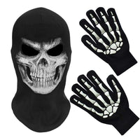 1 x RAW Customer Returns MELOP Halloween Full Face Skeleton Skull Balaclava Mask for Cosplay Costume Outdoor Sports with Skeleton Pattern Gloves - RRP €22.18