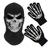 1 x RAW Customer Returns MELOP Halloween Full Face Skeleton Skull Balaclava Mask for Cosplay Costume Outdoor Sports with Skeleton Pattern Gloves - RRP €22.18