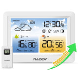 1 x RAW Customer Returns Raddy WM6 weather station radio with outdoor sensor Wireless Indoor Outdoor Thermometer Hygrometer Barometer with built-in 2000mAh battery, DCF radio clock, weather forecast, mold warning for home - RRP €44.99