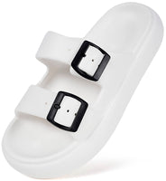 1 x Brand New Bath slippers, women s mules, men s slides, sandals, slippers, adjustable strap, bathing shoes, orthopedic non-slip slippers, summer, white-A EU42-43 - RRP €23.18