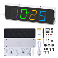 1 x RAW Customer Returns PEMENOL 4 Digit Digital DIY Clock Craft Set Soldering, Soldering Practice Electronics Alarm Clock Kit RGB Colorful LED Digital Clock with Acrylic Housing - RRP €23.48