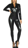 1 x RAW Customer Returns FEOYA Women s Cat Costume Jumpsuit Catwoman Costume Sexy Overall Costume Wetlook Body Leather Bodysuit - RRP €34.27