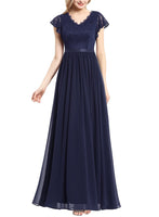 1 x RAW Customer Returns Dressystar Women s Festive Floral Lace Evening Dresses Elegance Floor Length Cocktail Dress Bridesmaid Dress Navy Blue M - RRP €63.52