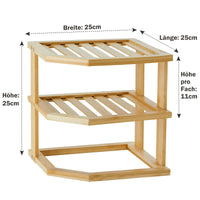 1 x RAW Customer Returns YOUDENOVA tableware organizer bamboo 25x25x25, corner cabinet insert 3 levels for kitchen shelf, dish drainer, dish drainer, plate stand - RRP €19.99